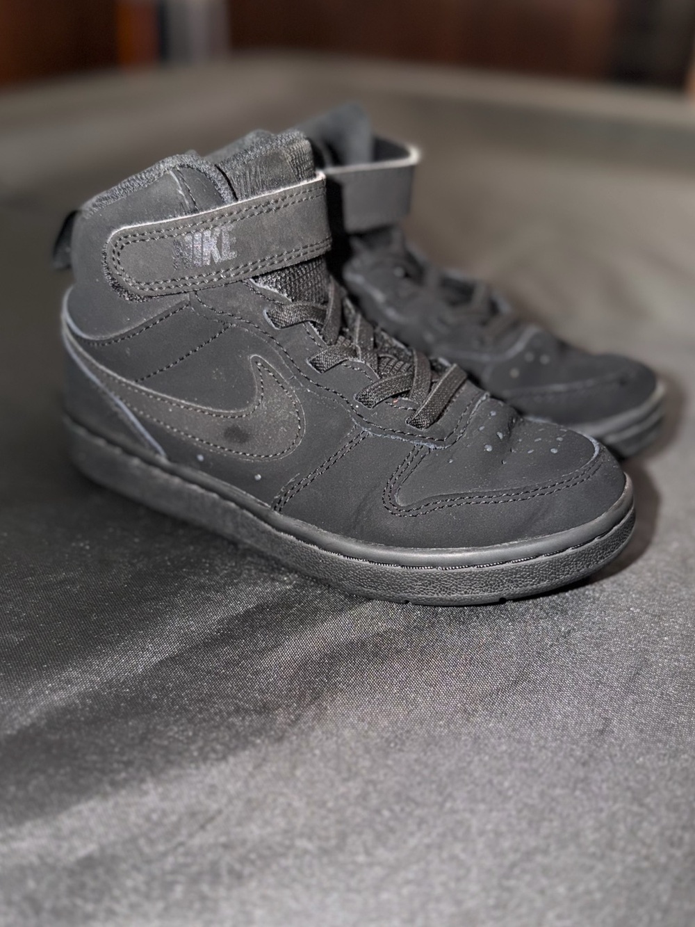 Nike Kids Black High-Top Sneakers with Strap